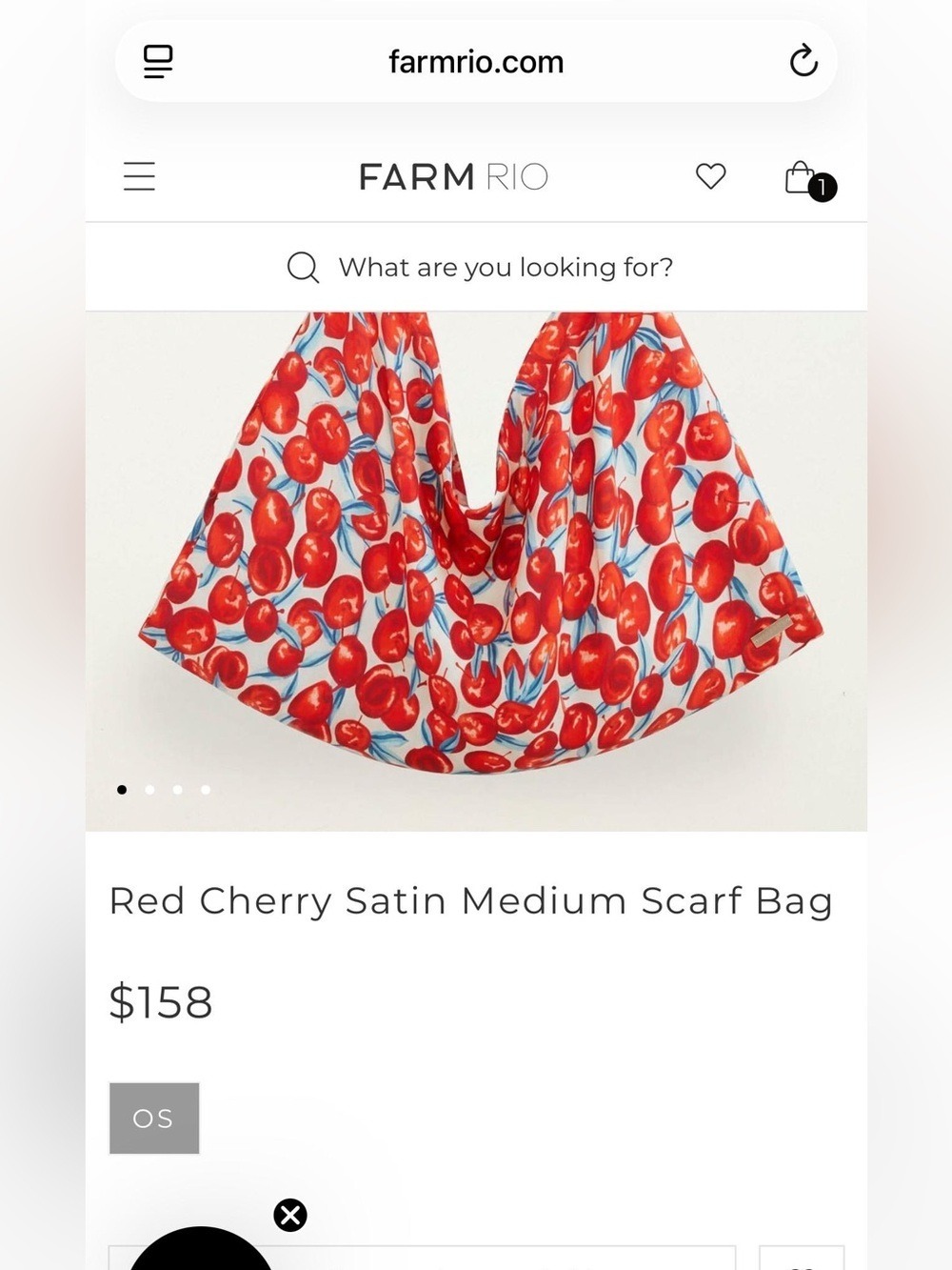 Farm Rio Red Cherry Satin Medium Scarf Bag - Picture 7 of 8